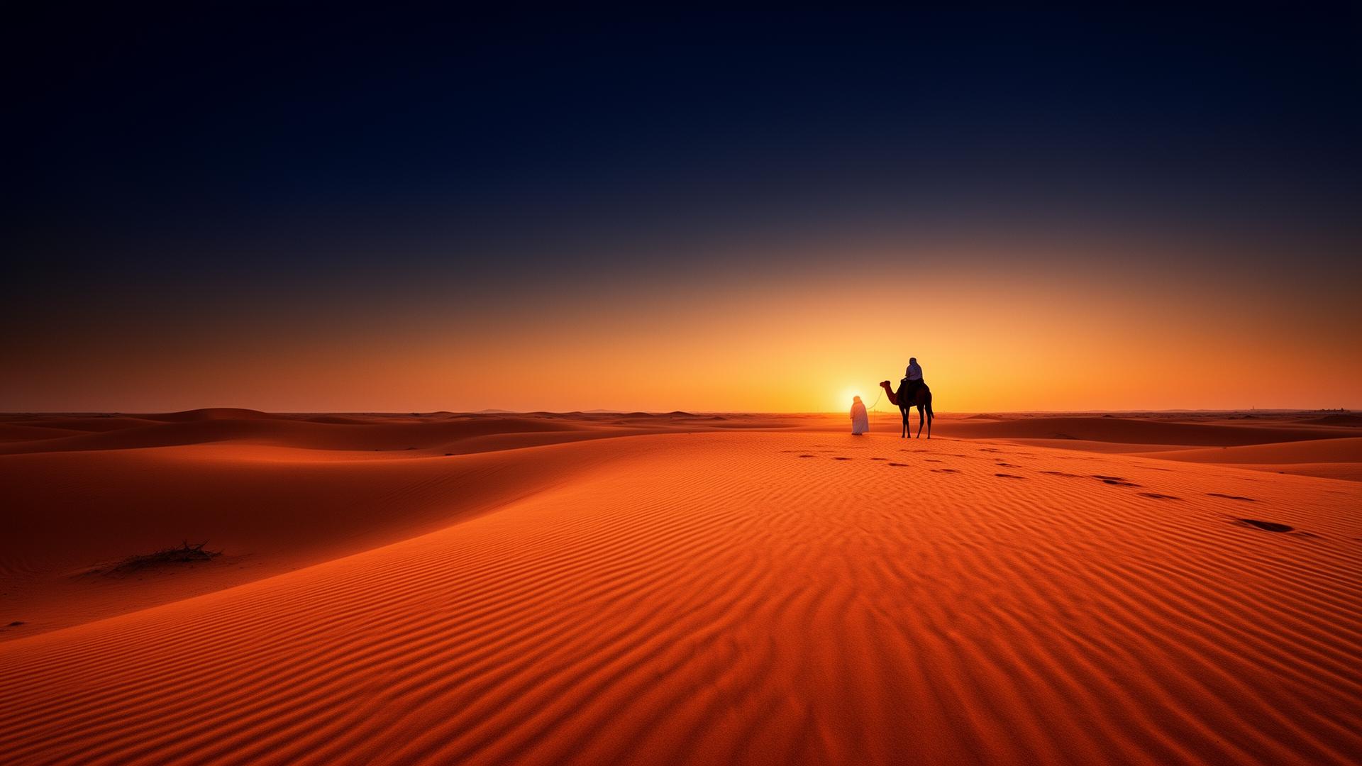 Sunset over the Dubai desert